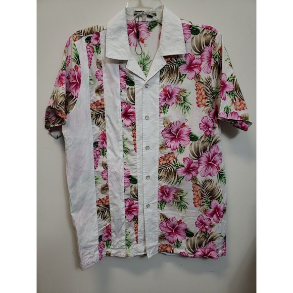 SSLR Button Up Hawaiian Shirt Hibiscus Medium M 100% Cotton new other Mens - Picture 1 of 9